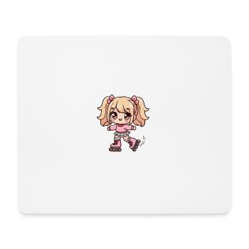 Fille dessin mignon qui fait du roller - Tapis de souris (format paysage) - blanc - Devant