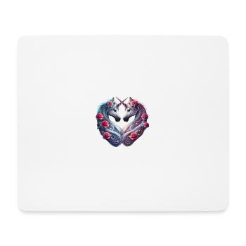 Vales Heart - Valentinstag Einhörner Romantik - Mousepad (Querformat) - Weiß - Vorne