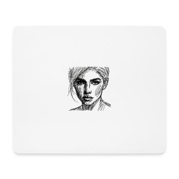 Expressive line portrait - Mouse Pad (horizontal) - white - Front