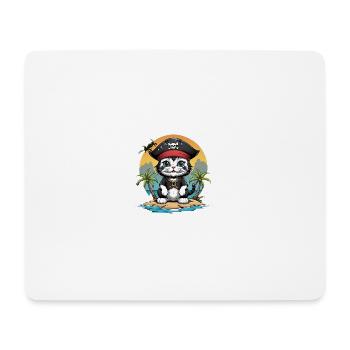Pirate Chat Drôle Enfants Chemise Cadeau Pirate - Tapis de souris (format paysage) - blanc - Devant