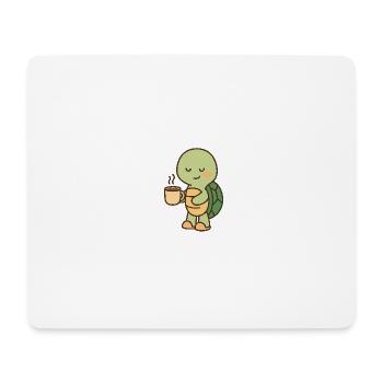 Schildkröte mit einer Tasse Kaffee (links) - Mousepad (Querformat) - Weiß - Vorne