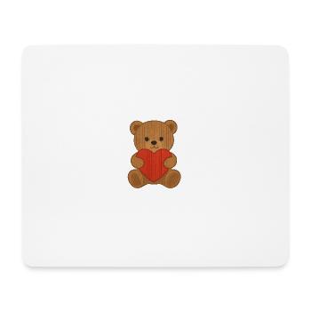 Teddybär mit Herz - Mousepad (Querformat) - Weiß - Vorne