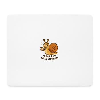 Lustige Schnecke mit Kaffee - Mousepad (Querformat) - Weiß - Vorne