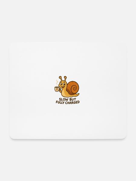 Lustige Schnecke mit Kaffee - Mousepad (Querformat) - Weiß