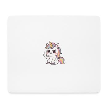 Naughty Unicorn with Middle Finger – Kawaii Statemen - Mouse Pad (horizontal) - white - Front