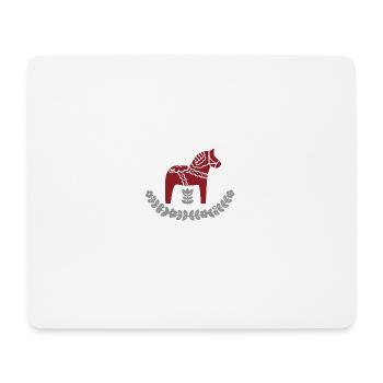 Dala Pferd mit Blumenbogen – Nordic Folk Design - Mousepad (Querformat) - Weiß - Vorne