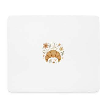 Süßes Croissant & Blumen - Boho Frühstücksdesign - Mousepad (Querformat) - Weiß - Vorne