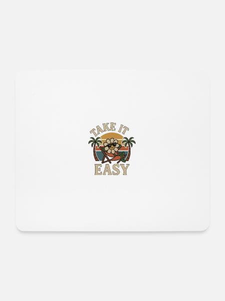 Take It Easy - Lustiges Vintage-Blumen-Design - Mousepad (Querformat) - Weiß