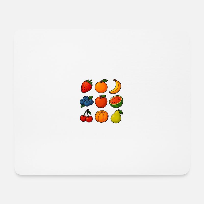 Bunte Auswahl an frischen Früchten im Cartoon-Stil - Mousepad (Querformat) - Weiß