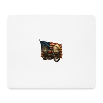 Hubschrauber, Wolf und Adler auf US-Flagge - Mousepad (Querformat) - Weiß - Vorne