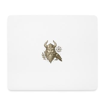 Viking barbu avec corbeau style runique - Tapis de souris (format paysage) - blanc - Devant