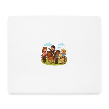 Poney club fillettes et poneys mignons - Tapis de souris (format paysage) - blanc - Devant