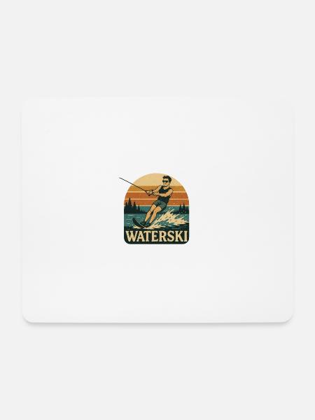 Wasserski Abenteuer Illustration - Mousepad (Querformat) - Weiß