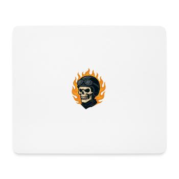Crâne biker stylisé casque et flammes - Tapis de souris (format paysage) - blanc - Devant
