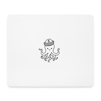 Niedlicher Oktopus mit Ankerhut - Mousepad (Querformat) - Weiß - Vorne