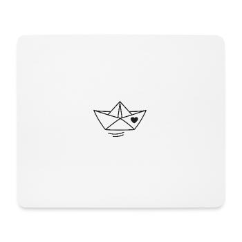 Illustration de bateau en papier coeur - Tapis de souris (format paysage) - blanc - Devant
