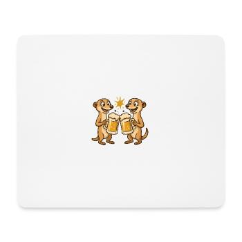 Happy otters with beer - Mouse Pad (horizontal) - white - Front