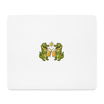 Laughing crocodiles with beer - Mouse Pad (horizontal) - white - Front