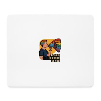 LGBTQ-Regenbogen-Megaphon-Illustration - Mousepad (Querformat) - Weiß - Vorne