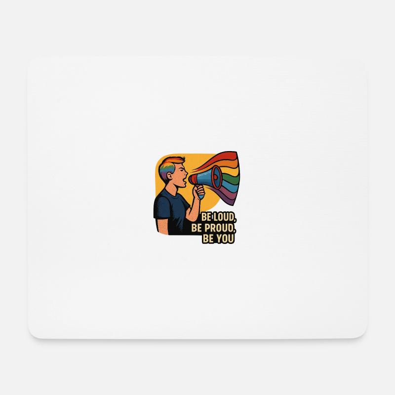 LGBTQ-Regenbogen-Megaphon-Illustration - Mousepad (Querformat) - Weiß