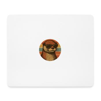 Cool Otter with Sunglasses Retro Design - Mouse Pad (horizontal) - white - Front