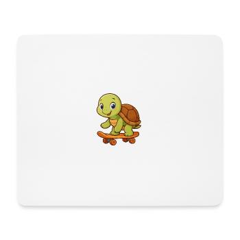 Tortue mignonne sur skateboard - Tapis de souris (format paysage) - blanc - Devant