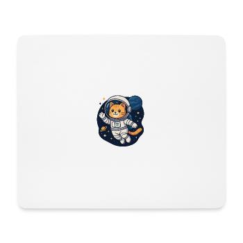 Space Cat Adventure – Chemise d’astronaute kawaii - Tapis de souris (format paysage) - blanc - Devant