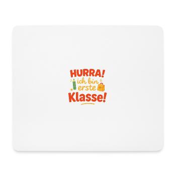Lettrage de départ de première classe avec cartable - Tapis de souris (format paysage) - blanc - Devant