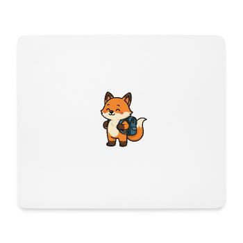 Niedlicher Fuchs mit Brille & Schulranzen - Mousepad (Querformat) - Weiß - Vorne