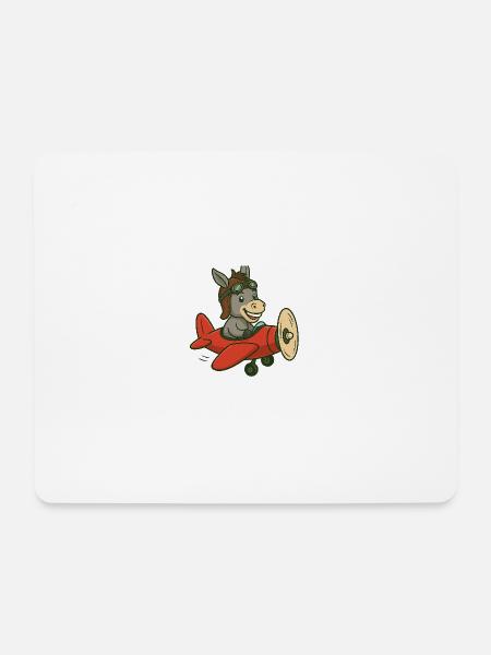 Playful donkey in airplane design - Mouse Pad (horizontal) - white