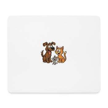 Lustiges Tiertrio – Hund, Katze & Maus - Mousepad (Querformat) - Weiß - Vorne