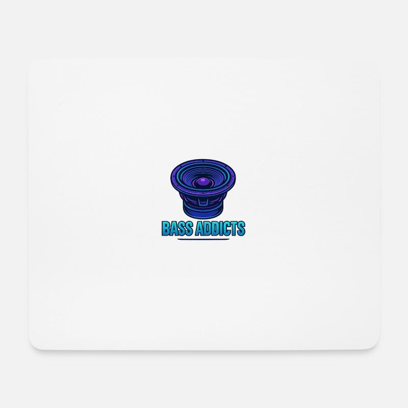 Bass Addicts Neon-Subwoofer-Design - Mousepad (Querformat) - Weiß