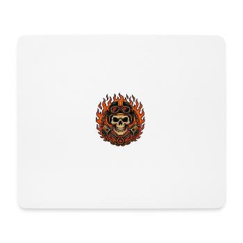 Crâne Moto Fire & Flames Design - Tapis de souris (format paysage) - blanc - Devant