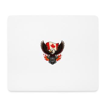 Canadian Eagle Biker with Flag and Pistons - Mouse Pad (horizontal) - white - Front