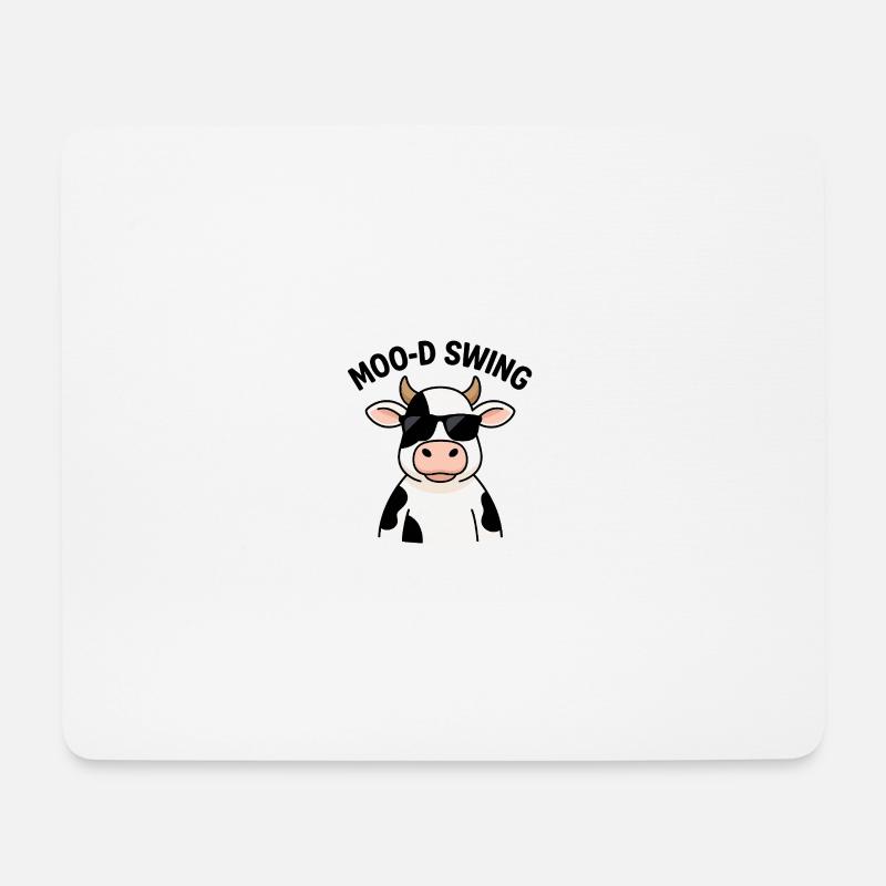Vache chic avec des lunettes de soleil Illustration - Tapis de souris (format paysage) - blanc