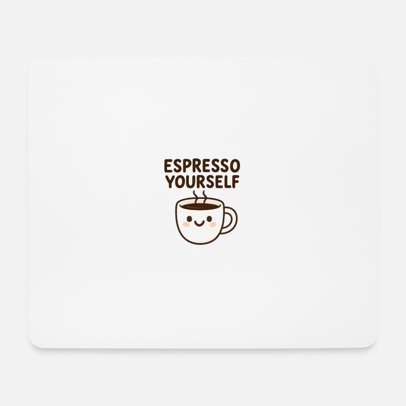 Cute Kawaii Coffee Mug Design - Mouse Pad (horizontal) - white