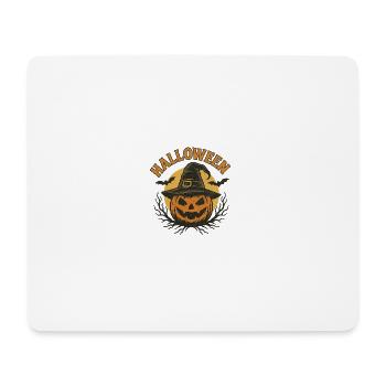 Halloween Kürbiskopf mit Hexenhut Design - Mousepad (Querformat) - Weiß - Vorne