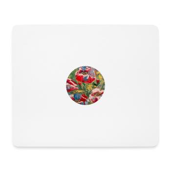 "Popies" lebendiges abstraktes florales Leinwandkunstwerk - Mousepad (Querformat) - Weiß - Vorne
