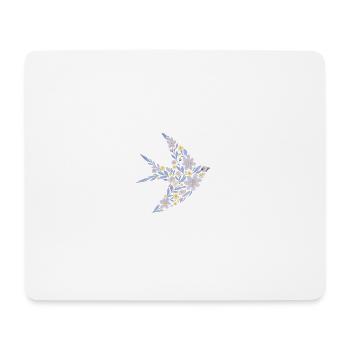 Floral nordique - Oiseau violet doux - Tapis de souris (format paysage) - blanc - Devant