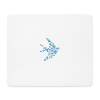 Nordic Floral - Bright Blue Bird - Mouse Pad (horizontal) - white - Front