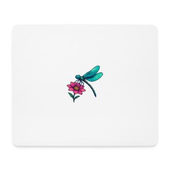 Libelle auf der Blume  - Mousepad (Querformat) - Weiß - Vorne
