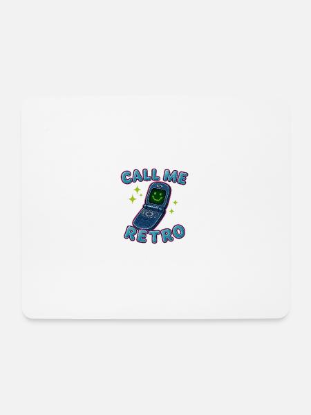 Retro Flip Phone Call Me Design - Mousepad (Querformat) - Weiß