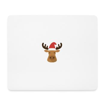 Funny moose with Christmas hat - Mouse Pad (horizontal) - white - Front