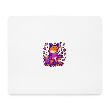 Herbstlicher Fuchs mit Kürbisskizze - Mousepad (Querformat) - Weiß - Vorne