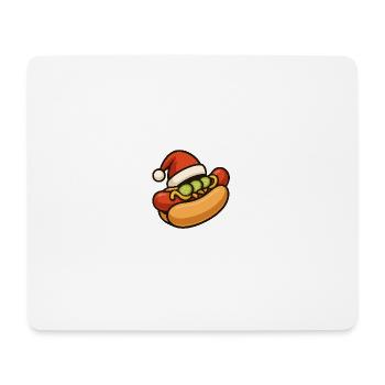 Festlicher Hotdog mit Weihnachtsmütze - Mousepad (Querformat) - Weiß - Vorne