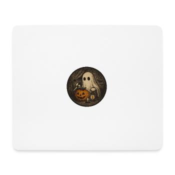 Spooky Halloween Vintage Ghost Scene with Pumpkin - Mouse Pad (horizontal) - white - Front