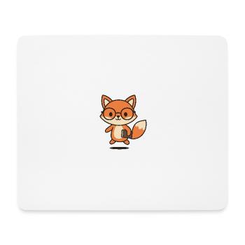 Niedlicher schlauer Fuchstyp mit Brille und Buch - Mousepad (Querformat) - Weiß - Vorne