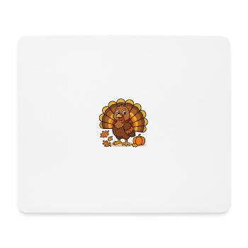 Autumnal cartoon turkey with pumpkin - Mouse Pad (horizontal) - white - Front