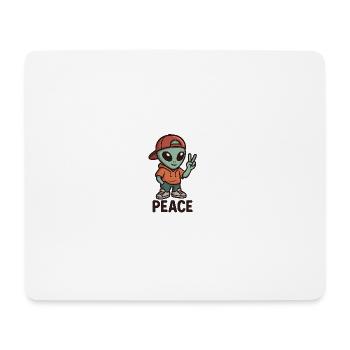 Alien Peace Sign Streetwear - Mousepad (Querformat) - Weiß - Vorne