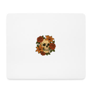Floraler Totenkopf mit Rosen - Mousepad (Querformat) - Weiß - Vorne
